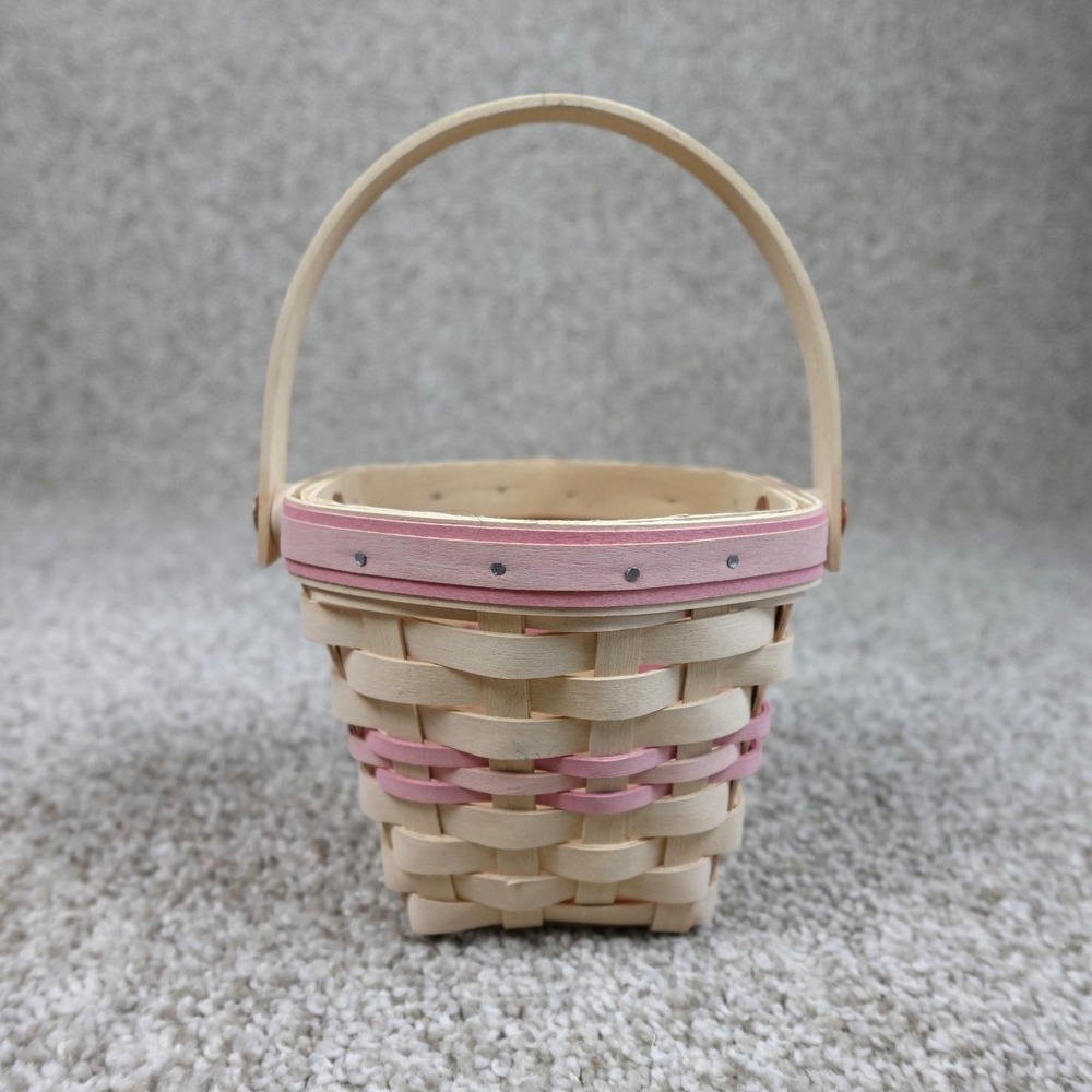 Longaberger 2001 Horizon of Hope Basket Pink White Handwoven American Cancer Soc